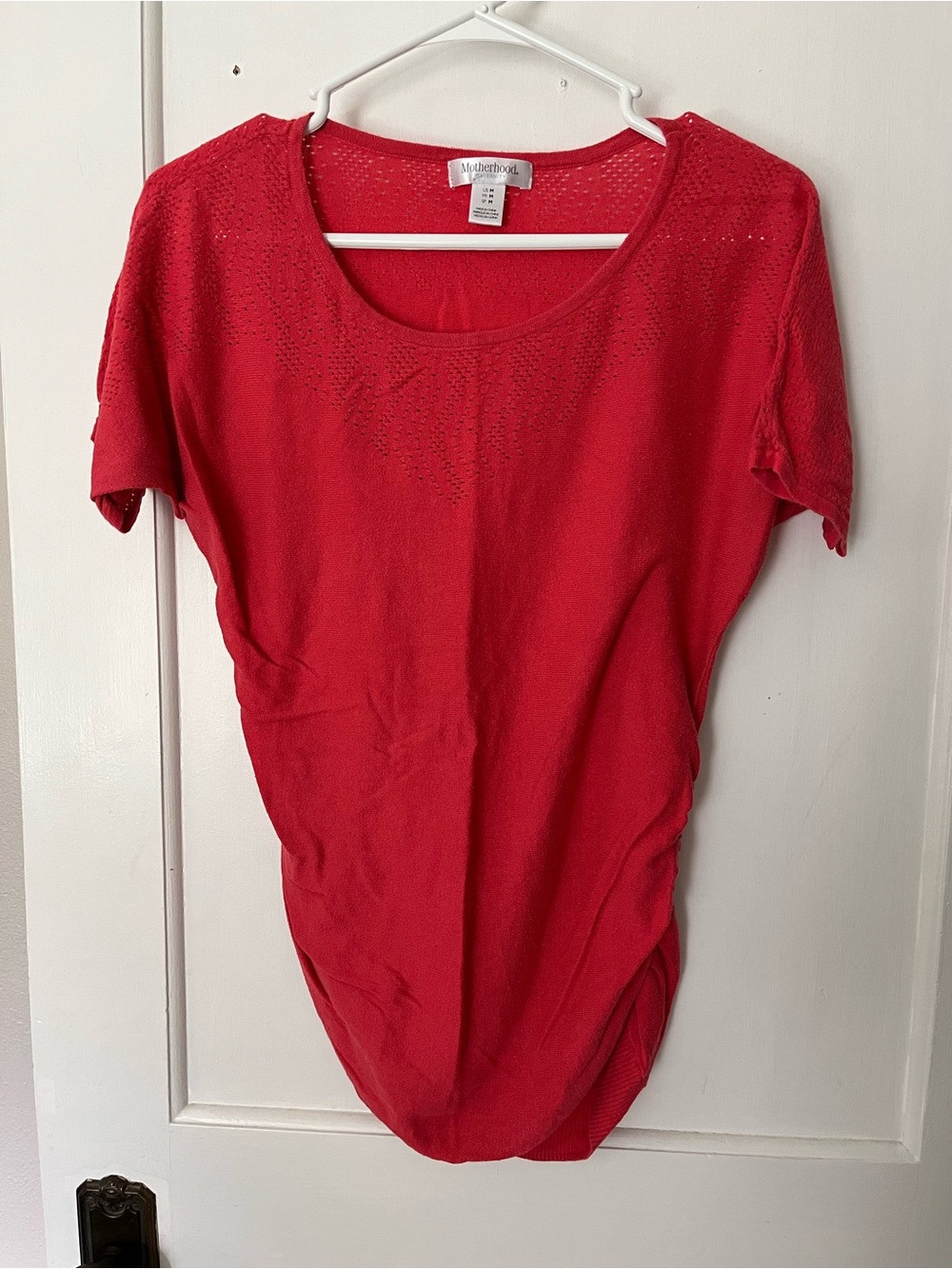 Motherhood Maternity Red Scoop Neck Short Sleeve Tunic